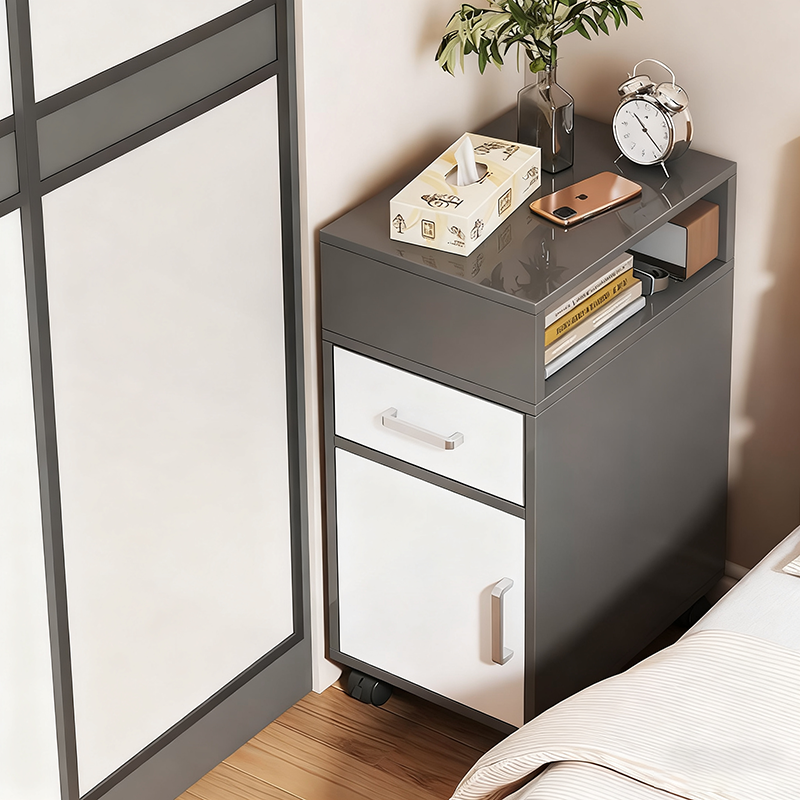 Comodino Moderno Minimalista in MDF Rettangolare con 1 Cassetto per Camera da Letto