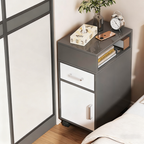 Comodino Moderno Minimalista in MDF Rettangolare con 1 Cassetto per Camera da Letto
