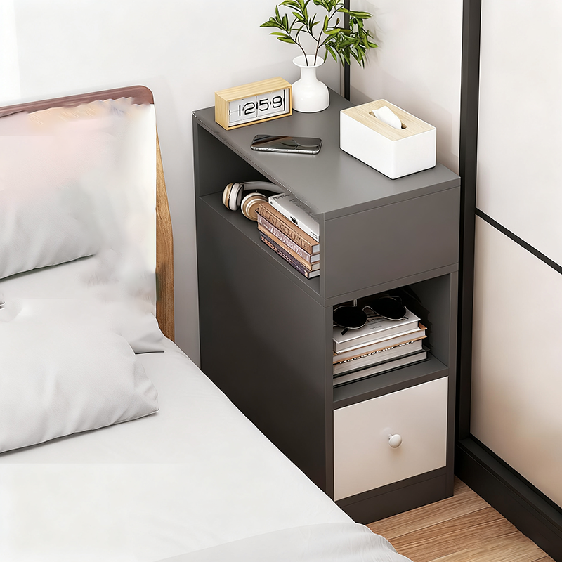 Comodino Moderno Minimalista in MDF Rettangolare con 1 Cassetto per Camera da Letto