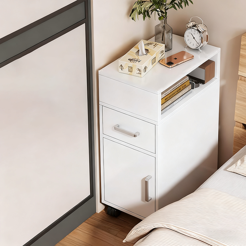 Comodino Moderno Minimalista in MDF Rettangolare con 1 Cassetto per Camera da Letto