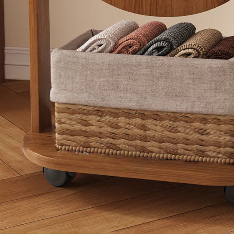 Specchio a tutta altezza in vetro e compensato rettangolare in stile scandinavo contemporaneo con ripiano per la camera da letto