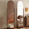 Specchio a tutta altezza in vetro e compensato rettangolare in stile scandinavo contemporaneo con ripiano per la camera da letto