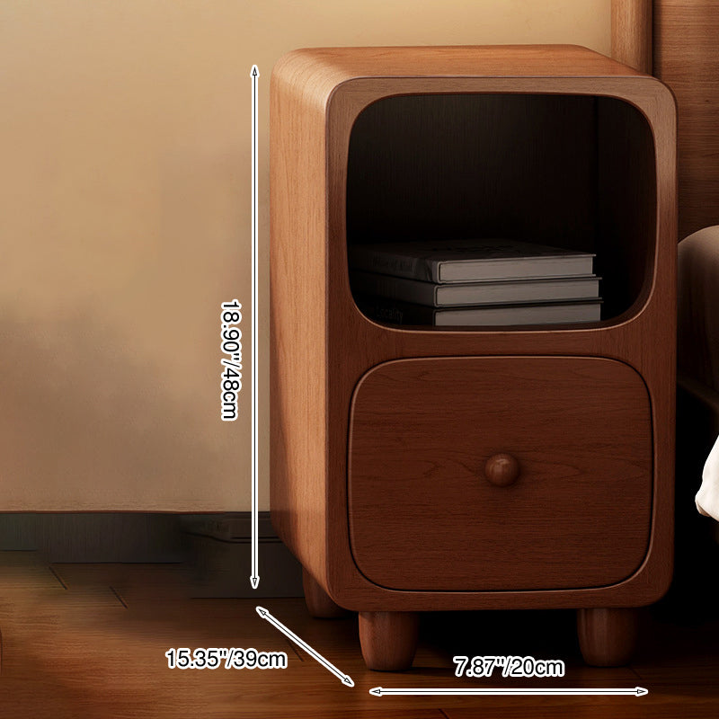 Comodino Rettangolare Ultra-Sottile in MDF di Media Densità di Stile Scandinavo Contemporaneo 1/2 Cassetto per Camera da Letto