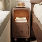 Comodino Rettangolare Ultra-Sottile in MDF di Media Densità di Stile Scandinavo Contemporaneo 1/2 Cassetto per Camera da Letto