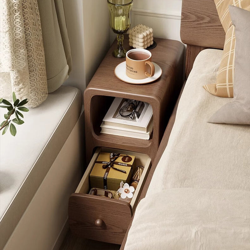 Comodino Rettangolare Ultra-Sottile in MDF di Media Densità di Stile Scandinavo Contemporaneo 1/2 Cassetto per Camera da Letto