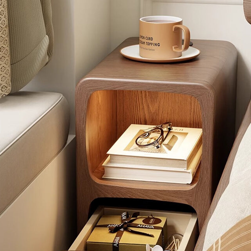 Comodino Rettangolare Ultra-Sottile in MDF di Media Densità di Stile Scandinavo Contemporaneo 1/2 Cassetto per Camera da Letto