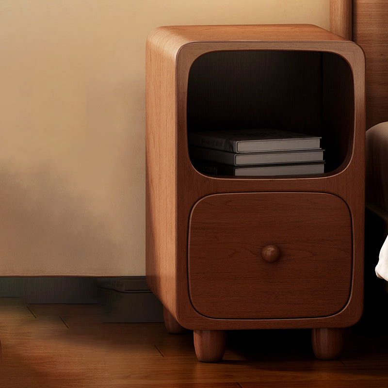 Comodino Rettangolare Ultra-Sottile in MDF di Media Densità di Stile Scandinavo Contemporaneo 1/2 Cassetto per Camera da Letto