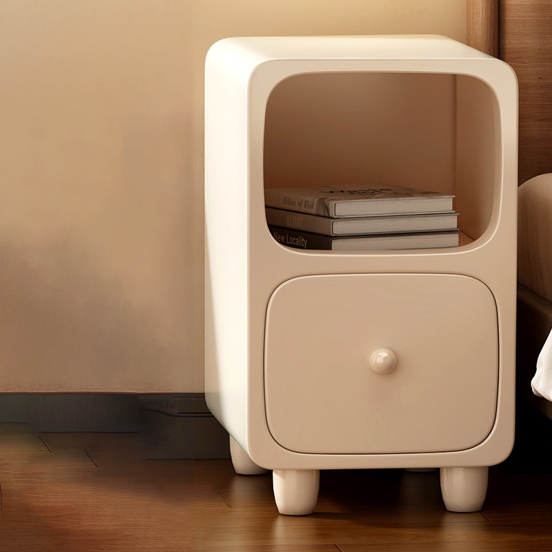 Comodino Rettangolare Ultra-Sottile in MDF di Media Densità di Stile Scandinavo Contemporaneo 1/2 Cassetto per Camera da Letto