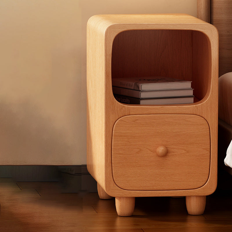 Comodino Rettangolare Ultra-Sottile in MDF di Media Densità di Stile Scandinavo Contemporaneo 1/2 Cassetto per Camera da Letto