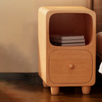 Comodino Rettangolare Ultra-Sottile in MDF di Media Densità di Stile Scandinavo Contemporaneo 1/2 Cassetto per Camera da Letto