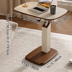Tavolino Laterale Rotante Regolabile in Altezza in MDF e Finta Pelle Stile Sella, Rectangolare, Contemporaneo Scandinavo, per Soggiorno
