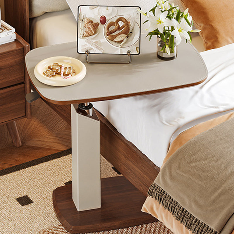 Tavolino Laterale Rotante Regolabile in Altezza in MDF e Finta Pelle Stile Sella, Rectangolare, Contemporaneo Scandinavo, per Soggiorno