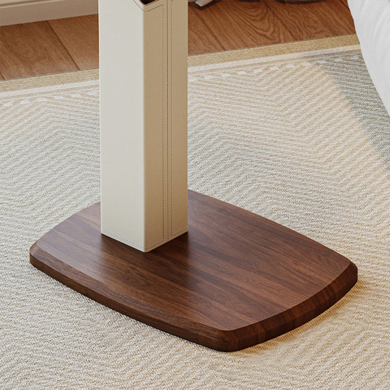 Tavolino Laterale Rotante Regolabile in Altezza in MDF e Finta Pelle Stile Sella, Rectangolare, Contemporaneo Scandinavo, per Soggiorno