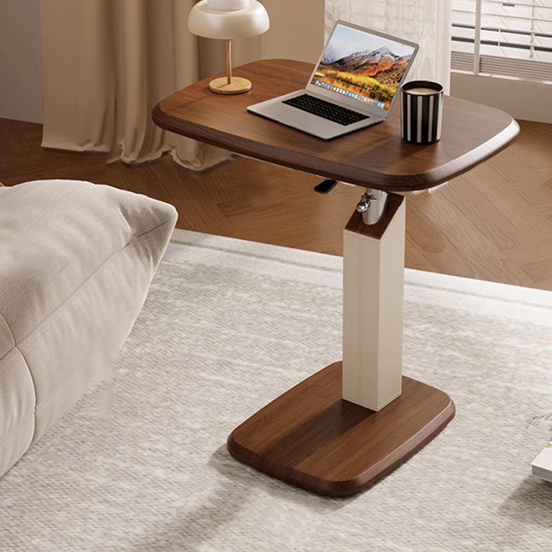 Tavolino Laterale Rotante Regolabile in Altezza in MDF e Finta Pelle Stile Sella, Rectangolare, Contemporaneo Scandinavo, per Soggiorno