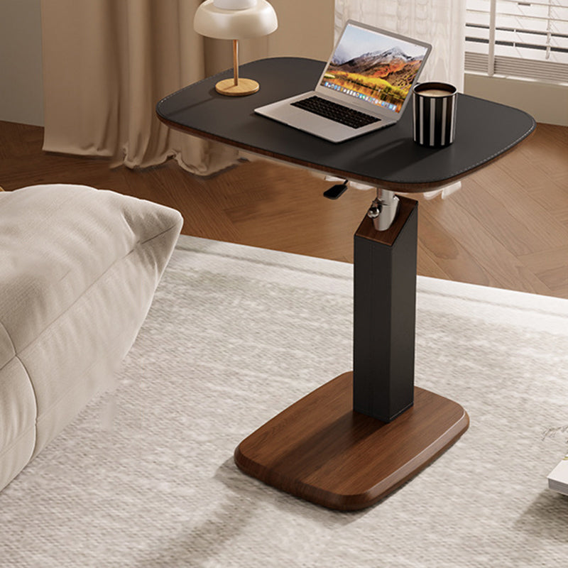 Tavolino Laterale Rotante Regolabile in Altezza in MDF e Finta Pelle Stile Sella, Rectangolare, Contemporaneo Scandinavo, per Soggiorno