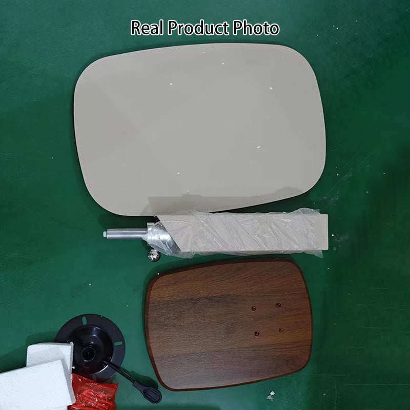 Tavolino Laterale Rotante Regolabile in Altezza in MDF e Finta Pelle Stile Sella, Rectangolare, Contemporaneo Scandinavo, per Soggiorno