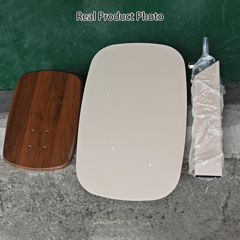 Tavolino Laterale Rotante Regolabile in Altezza in MDF e Finta Pelle Stile Sella, Rectangolare, Contemporaneo Scandinavo, per Soggiorno
