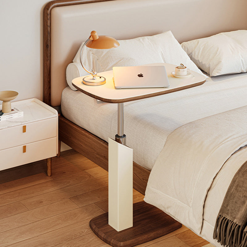 Tavolino Laterale Rotante Regolabile in Altezza in MDF e Finta Pelle Stile Sella, Rectangolare, Contemporaneo Scandinavo, per Soggiorno