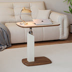 Tavolino Laterale Rotante Regolabile in Altezza in MDF e Finta Pelle Stile Sella, Rectangolare, Contemporaneo Scandinavo, per Soggiorno