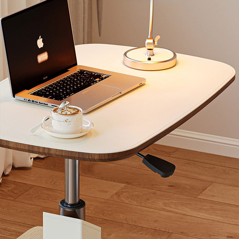 Tavolino Laterale Rotante Regolabile in Altezza in MDF e Finta Pelle Stile Sella, Rectangolare, Contemporaneo Scandinavo, per Soggiorno