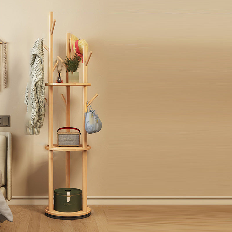 Albero Rotondo Contemporaneo in Legno Massello di Pino con Fibra di Legno a Media Densità per Ingressi e Camere da Letto
