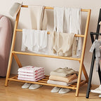 Albero per Bambini Pieghevole Rettangolare Naturale in Bambù Nan Scandinavo Contemporaneo 2/4-Tier per Camera da Letto