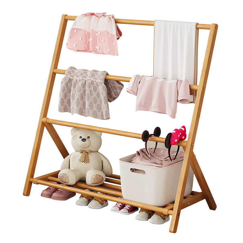 Albero per Bambini Pieghevole Rettangolare Naturale in Bambù Nan Scandinavo Contemporaneo 2/4-Tier per Camera da Letto