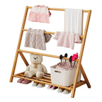 Albero per Bambini Pieghevole Rettangolare Naturale in Bambù Nan Scandinavo Contemporaneo 2/4-Tier per Camera da Letto