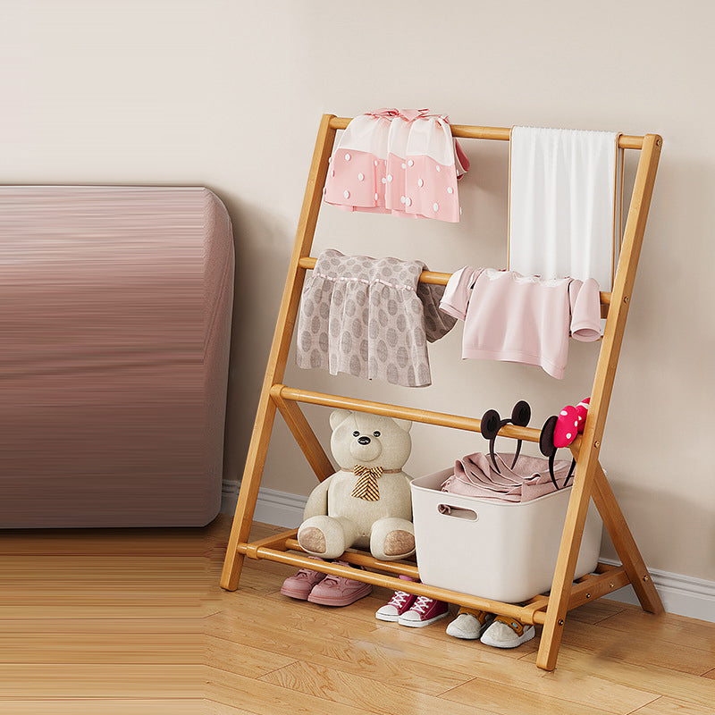 Albero per Bambini Pieghevole Rettangolare Naturale in Bambù Nan Scandinavo Contemporaneo 2/4-Tier per Camera da Letto