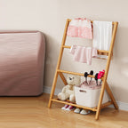 Albero per Bambini Pieghevole Rettangolare Naturale in Bambù Nan Scandinavo Contemporaneo 2/4-Tier per Camera da Letto