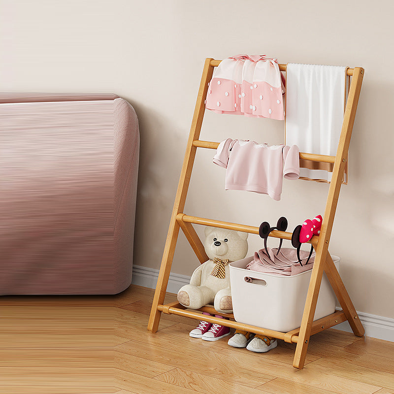 Albero per Bambini Pieghevole Rettangolare Naturale in Bambù Nan Scandinavo Contemporaneo 2/4-Tier per Camera da Letto