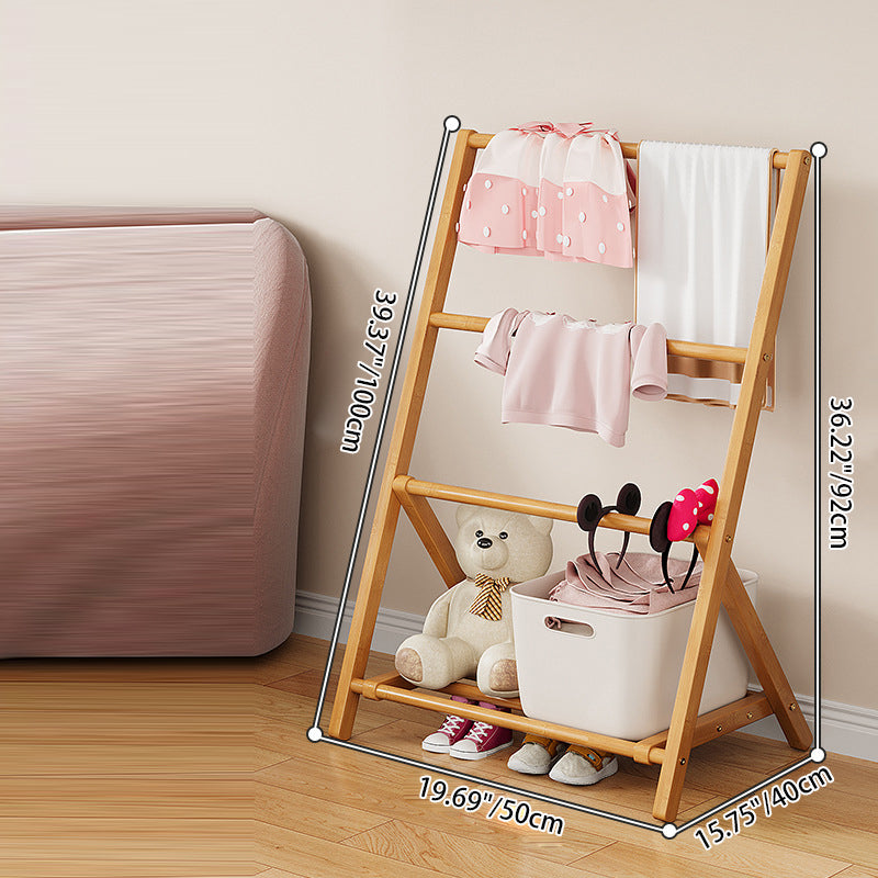 Albero per Bambini Pieghevole Rettangolare Naturale in Bambù Nan Scandinavo Contemporaneo 2/4-Tier per Camera da Letto