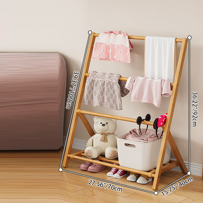 Albero per Bambini Pieghevole Rettangolare Naturale in Bambù Nan Scandinavo Contemporaneo 2/4-Tier per Camera da Letto