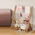 Albero per Bambini Pieghevole Rettangolare Naturale in Bambù Nan Scandinavo Contemporaneo 2/4-Tier per Camera da Letto