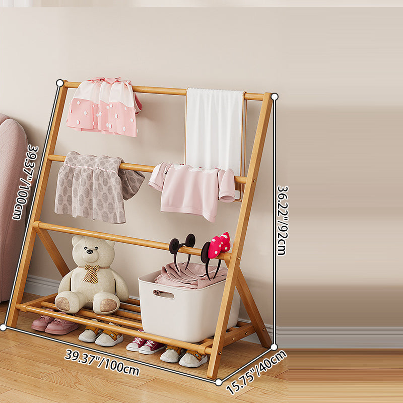 Albero per Bambini Pieghevole Rettangolare Naturale in Bambù Nan Scandinavo Contemporaneo 2/4-Tier per Camera da Letto