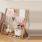 Albero per Bambini Pieghevole Rettangolare Naturale in Bambù Nan Scandinavo Contemporaneo 2/4-Tier per Camera da Letto