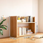 Libreria Contemporanea Scandinava Rettangolare in Bambù Nan in Fibra a Media Densità con 2/3 Ripiani e 1 Cassetto per Camera da Letto e Studio