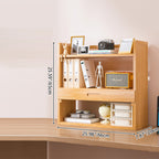 Libreria Contemporanea Scandinava Rettangolare in Bambù Nan in Fibra a Media Densità con 2/3 Ripiani e 1 Cassetto per Camera da Letto e Studio