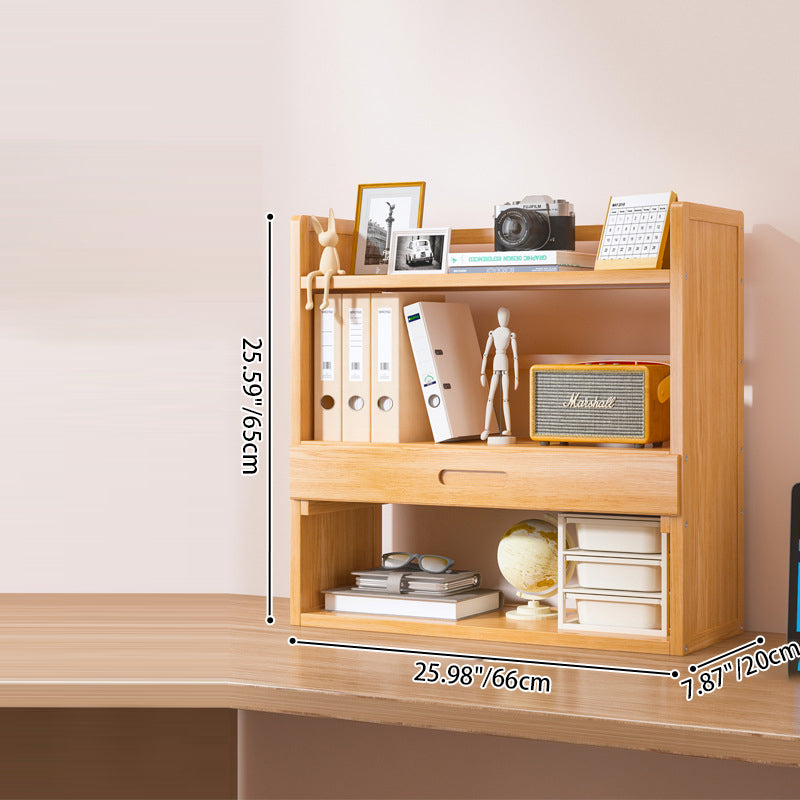 Libreria Contemporanea Scandinava Rettangolare in Bambù Nan in Fibra a Media Densità con 2/3 Ripiani e 1 Cassetto per Camera da Letto e Studio