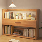 Libreria Contemporanea Scandinava Rettangolare in Bambù Nan in Fibra a Media Densità con 2/3 Ripiani e 1 Cassetto per Camera da Letto e Studio