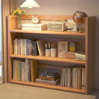 Libreria Contemporanea Scandinava Rettangolare in Bambù Nan in Fibra a Media Densità con 2/3 Ripiani e 1 Cassetto per Camera da Letto e Studio