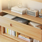 Libreria Contemporanea Scandinava Rettangolare in Bambù Nan in Fibra a Media Densità con 2/3 Ripiani e 1 Cassetto per Camera da Letto e Studio