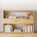 Libreria Contemporanea Scandinava Rettangolare in Bambù Nan in Fibra a Media Densità con 2/3 Ripiani e 1 Cassetto per Camera da Letto e Studio