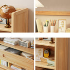 Libreria Contemporanea Scandinava Rettangolare in Bambù Nan in Fibra a Media Densità con 2/3 Ripiani e 1 Cassetto per Camera da Letto e Studio