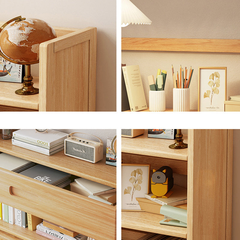 Libreria Contemporanea Scandinava Rettangolare in Bambù Nan in Fibra a Media Densità con 2/3 Ripiani e 1 Cassetto per Camera da Letto e Studio