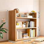 Libreria Contemporanea Scandinava Rettangolare in Bambù Nan in Fibra a Media Densità con 2/3 Ripiani e 1 Cassetto per Camera da Letto e Studio