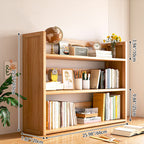 Libreria Contemporanea Scandinava Rettangolare in Bambù Nan in Fibra a Media Densità con 2/3 Ripiani e 1 Cassetto per Camera da Letto e Studio