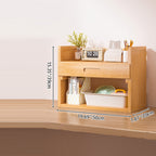 Libreria Contemporanea Scandinava Rettangolare in Bambù Nan in Fibra a Media Densità con 2/3 Ripiani e 1 Cassetto per Camera da Letto e Studio