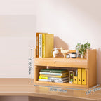Libreria Contemporanea Scandinava Rettangolare in Bambù Nan in Fibra a Media Densità con 2/3 Ripiani e 1 Cassetto per Camera da Letto e Studio