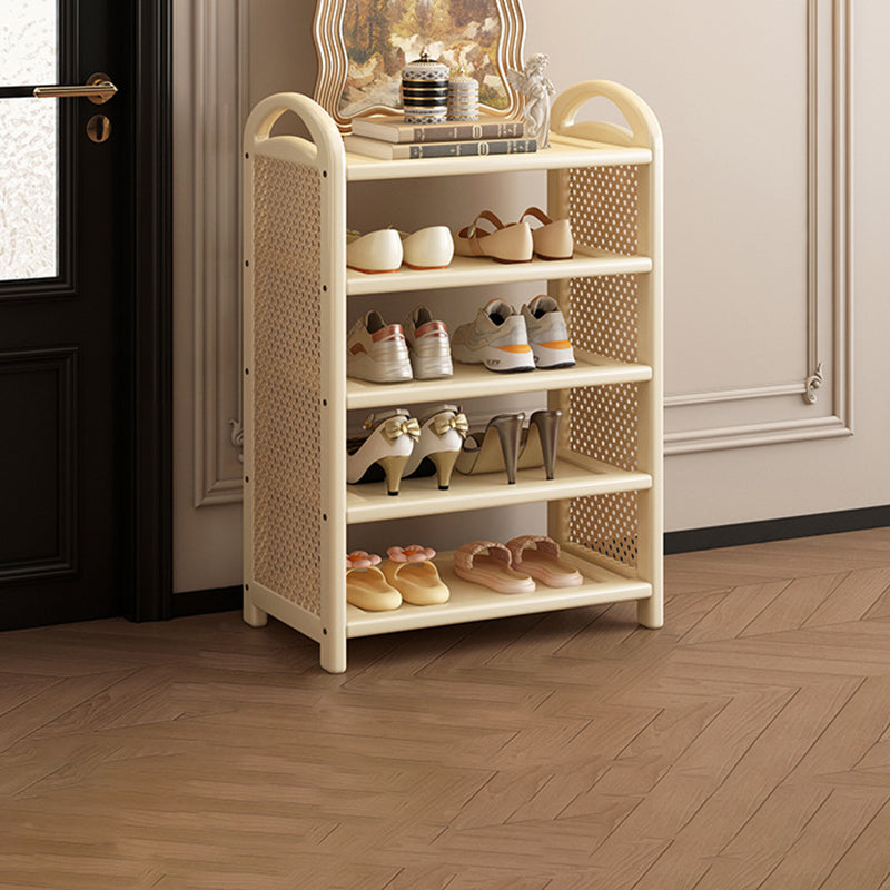 Tradizionale Vintage Rettangolare PE Rattan Bambù Medium-Density Fiberboard Scaffale di Stoccaggio Scarpe 5/6-Tier per Ingressi e Soggiorni